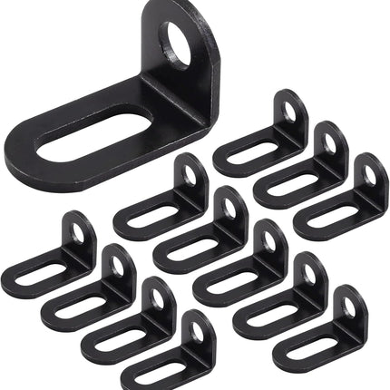 Biaungdo 18x18x33mm/0.7"x0.7"x1.3" Adjustable Right Angle Brackets L-Shape Corner Brace Support Black- (30 Pcs).