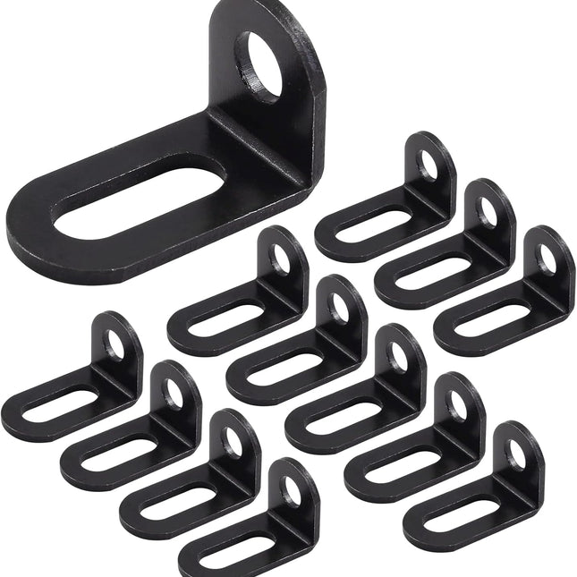 Biaungdo 18x18x33mm/0.7"x0.7"x1.3" Adjustable Right Angle Brackets L-Shape Corner Brace Support Black- (30 Pcs).