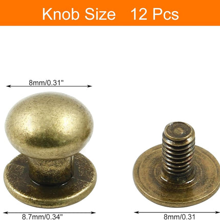 Biaungdo 12pcs 0.31" x 0.39" Mini Drawer Pulls, Round Cabinet Knobs Handles Pulls for Dresser Closet Chest Drawer Wooden Jewelry Box Cases, Antique Bronze.