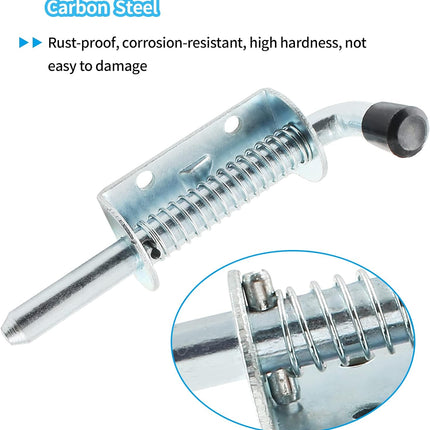 Biaungdo 2 Pcs 5 Inch Spring Loaded Latch Pin, Heavy Duty Carbon Steel Barrel Bolt Latch, Sliding Door Lock for Utility Trailer Gate, Cabinets.