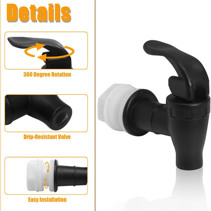 Biaungdo 2 Pcs Replacement Spigot for Beverage Dispenser, Black Push Style Beverage Dispenser Carafe Spigot Water Dispenser Replacement Spout Faucet.
