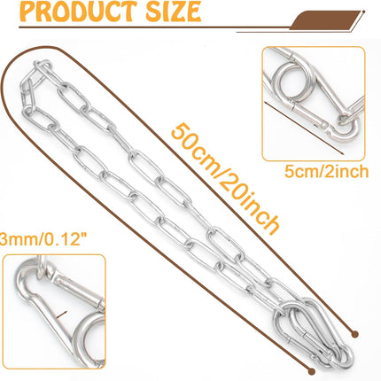 Biaungdo 20 Inch Gate Chain Lock, Chain Link Lock Fence Gate Latch with Carabiner, Stainless Steel Chain Link Gate Lock for Outdoor Fence, Livestock Gate, Yard.