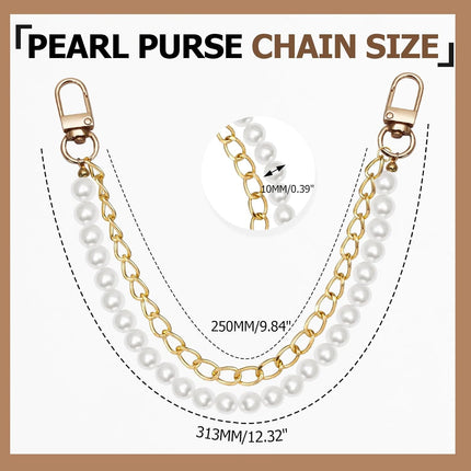 Biaungdo Pearl Purse Chain, Luxury Gold Handbag Straps Replacement, Pearl Bag Charm Chain Strap Short Purse Handles Clutches Handles for DIY Crafts Bags.
