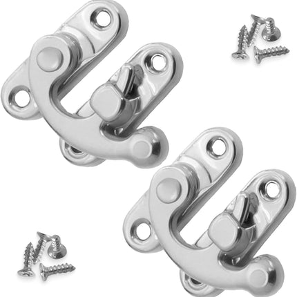 Biaungdo 5pcs Retro Vintage Style Swing Bag Clasp Closure Lock Latch for Furniture Wooden Box Jewelry Case Silver Tone with Mounting Screw & Screwdriver, 33 x 29 mm.