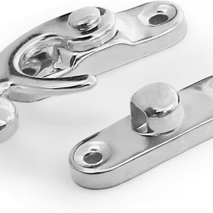 Biaungdo 5pcs Retro Vintage Style Swing Bag Clasp Closure Lock Latch for Furniture Wooden Box Jewelry Case Silver Tone with Mounting Screw & Screwdriver, 33 x 29 mm.