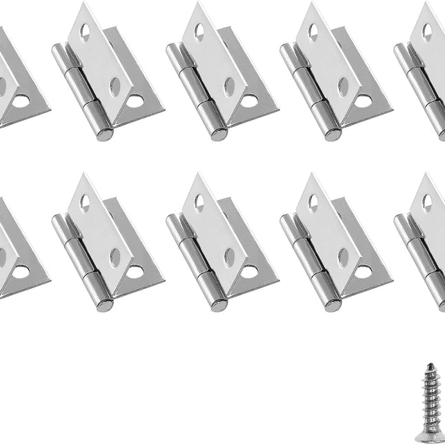 Biaungdo 10 Pack 1 Inch Butt Hinge, Stainless Steel Folding Butt Hinges, Cabinet Mini Hinges Small Box Hinges Door Hinge Rectangle.