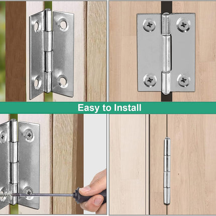 Biaungdo 10 Pack 1 Inch Butt Hinge, Stainless Steel Folding Butt Hinges, Cabinet Mini Hinges Small Box Hinges Door Hinge Rectangle.