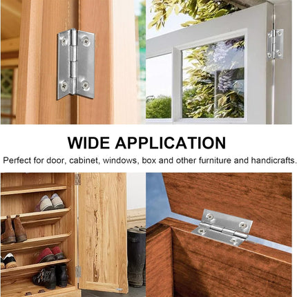 Biaungdo 10 Pack 1 Inch Butt Hinge, Stainless Steel Folding Butt Hinges, Cabinet Mini Hinges Small Box Hinges Door Hinge Rectangle.