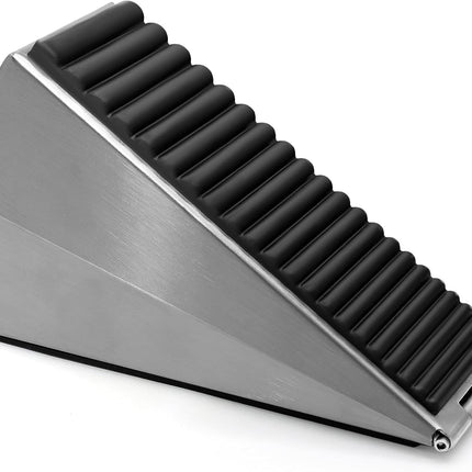 Biaungdo 1 Pack Heavy Duty Door Stopper, Up to 3 Inch Tall Adjustable Spring Loaded Large Door Stopper Wedge Stoppers Stainless Steel Doorstop for Bottom of Door(Brushed Nickel).