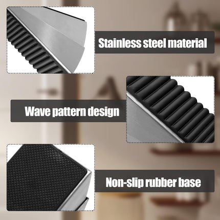 Biaungdo 1 Pack Heavy Duty Door Stopper, Up to 3 Inch Tall Adjustable Spring Loaded Large Door Stopper Wedge Stoppers Stainless Steel Doorstop for Bottom of Door(Brushed Nickel).