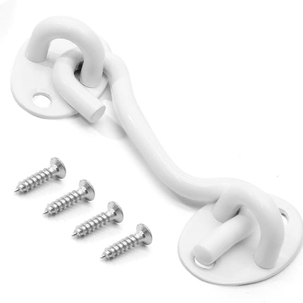 Biaungdo Heavy Duty Hook and Eye Latch, 3 Inch White Privacy Hook Barn Door Lock Easy Lock, Stainless Steel Gate Latch for Doors/Windows/Sheds/Gates/Fences/Closets/Cabinets, 1 Pack.