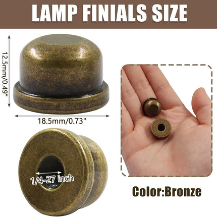 Biaungdo 2 Pack Metal Lamp Finial Cap Knob, Lamp Shade Screw Cap Top Lamps Decoration for Lamps Shade Holder, 1/4-27 Inch, Bronze.