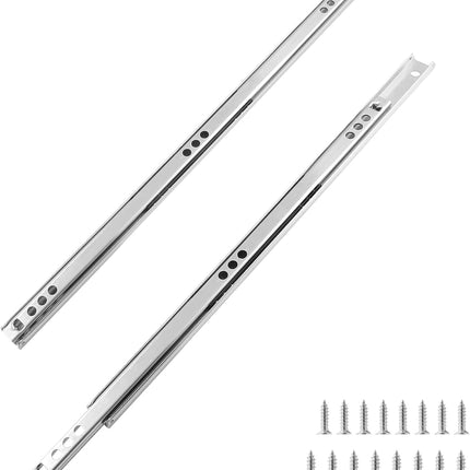 Biaungdo 2 Pcs Drawer Slides, 12"/310mm Metal Ball Bearing Side Mount Drawer Slide, Two Way Slide Track Rail for Drawer, 10kg/22.05" Strong Bearing Capacity, Bright Silver, with Fixing Screw.