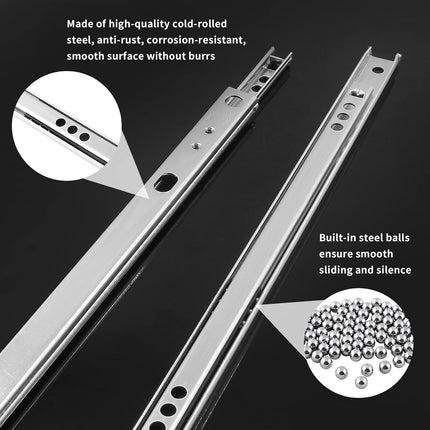 Biaungdo 2 Pcs Drawer Slides, 12"/310mm Metal Ball Bearing Side Mount Drawer Slide, Two Way Slide Track Rail for Drawer, 10kg/22.05" Strong Bearing Capacity, Bright Silver, with Fixing Screw.