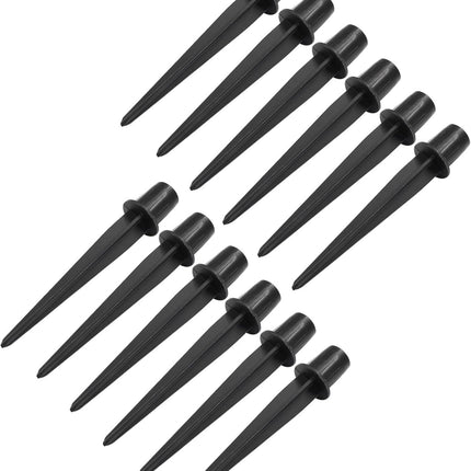 Biaungdo 12 Pcs Ground Spike, 8.25 Inch Black Reinforced Plastic Ground Spikes ABS Lights Replacement Stakes Yard Stakes for Solar Pathway Torch Garden Lights.