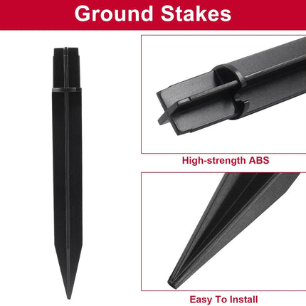 Biaungdo 12 Pcs Ground Spike, 8.25 Inch Black Reinforced Plastic Ground Spikes ABS Lights Replacement Stakes Yard Stakes for Solar Pathway Torch Garden Lights.