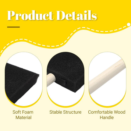 Biaungdo 4 Pcs 4 Sizes Foam Paint Brushes, Foam Sponge Brush for Painting, Sponge Paint Brushes with Wood Handle for Varnishes, Staining, DIY Crafting.