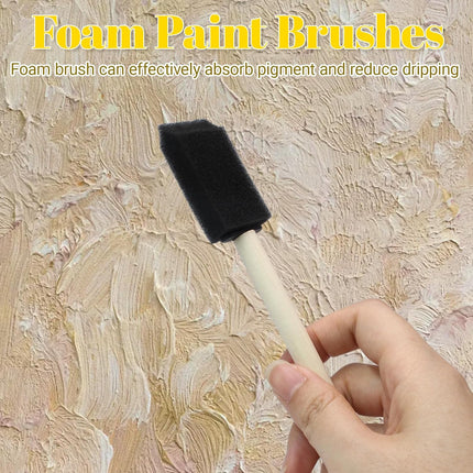 Biaungdo 4 Pcs 4 Sizes Foam Paint Brushes, Foam Sponge Brush for Painting, Sponge Paint Brushes with Wood Handle for Varnishes, Staining, DIY Crafting.