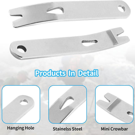 Biaungdo 4 Pcs Mini Crank Crowbar, Stainless Steel Mini EDC Pry Bar Keychain Multi-function Pocket EDC Tools Survival Scraper Opener for Outdoor, Indoors(3 Inch).