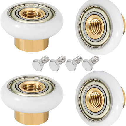 Biaungdo 4 Sets Shower Door Rollers, 19 mm Shower Door Rollers Runners Wheels Replacement Part, Bathroom Glass Door Roller Wheel Sliding Shower Door Runner.