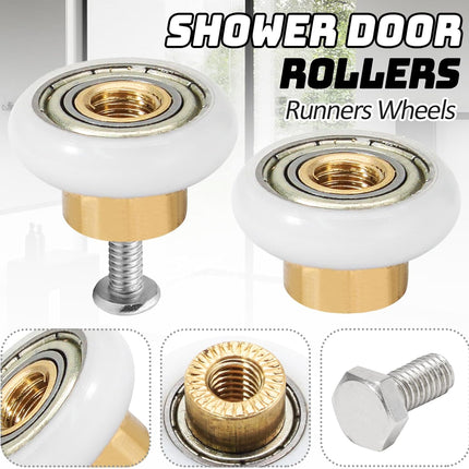 Biaungdo 4 Sets Shower Door Rollers, 19 mm Shower Door Rollers Runners Wheels Replacement Part, Bathroom Glass Door Roller Wheel Sliding Shower Door Runner.