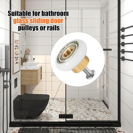 Biaungdo 4 Sets Shower Door Rollers, 19 mm Shower Door Rollers Runners Wheels Replacement Part, Bathroom Glass Door Roller Wheel Sliding Shower Door Runner.
