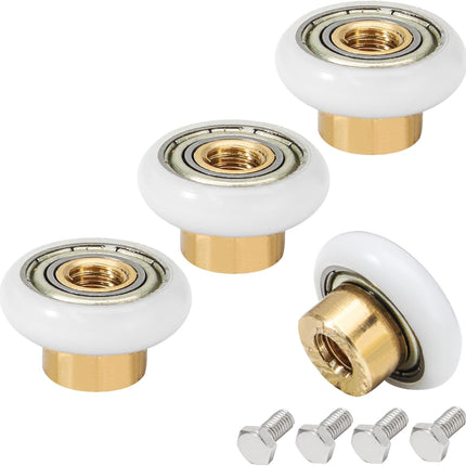 Biaungdo 4 Sets Shower Door Rollers, 19 mm Shower Door Rollers Runners Wheels Replacement Part, Bathroom Glass Door Roller Wheel Sliding Shower Door Runner.