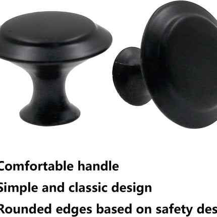 Biaungdo 15 Pack 1Inch Flat Black Kitchen Cabinet Knobs Drawer Dresser Handles Knobs, Round Drawer Handles.