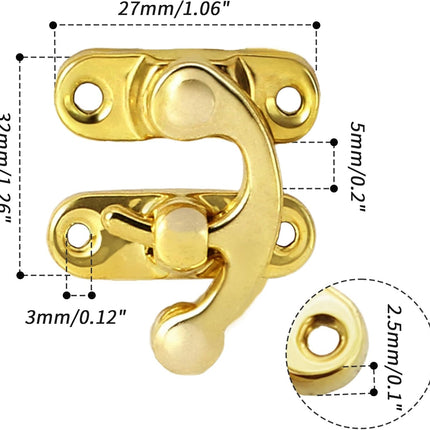 Biaungdo 5pcs Gold Vintage Style Swing Bag Clasp Closure Lock Latch for Furniture Wooden Box Jewelry Case Silver Tone with Mounting Screw & Screwdriver, 33 x 29 mm.