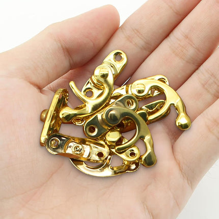 Biaungdo 5pcs Gold Vintage Style Swing Bag Clasp Closure Lock Latch for Furniture Wooden Box Jewelry Case Silver Tone with Mounting Screw & Screwdriver, 33 x 29 mm.