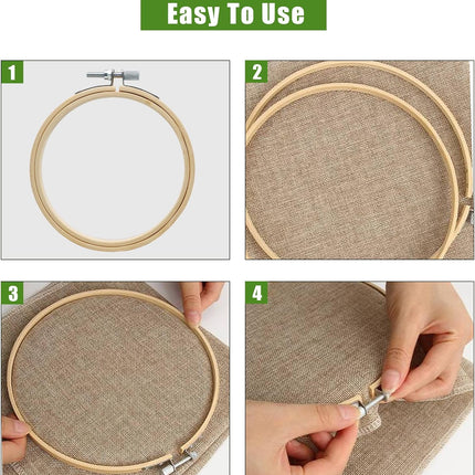 Biaungdo 2 Pieces 10 Inch Embroidery Hoops, Round Wood Embroidery Hoops, Adjustable Bamboo Circle Cross Stitch Hoop Ring, Wooden Embroidery Frames for Art Craft Sewing, Christmas Decoration.