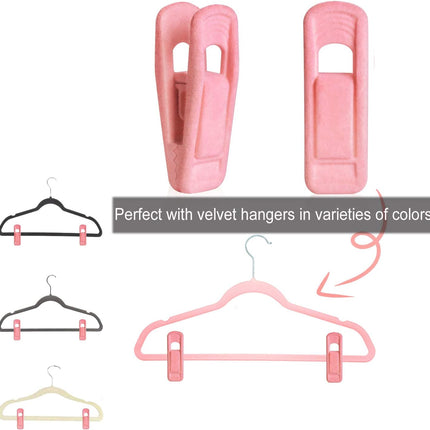 Brush Pink Velvet Hangers Clips 20 PCS, Premium Velvet Clips for Thin Velvet Hanger, Non Slip Strong Finger Clips Perfect for Suit Skirt Pant Clothes Velvet Hangers.