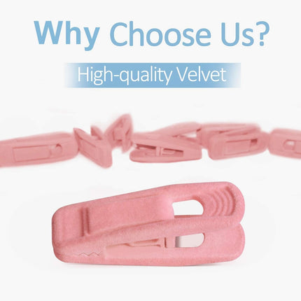 Brush Pink Velvet Hangers Clips 20 PCS, Premium Velvet Clips for Thin Velvet Hanger, Non Slip Strong Finger Clips Perfect for Suit Skirt Pant Clothes Velvet Hangers.