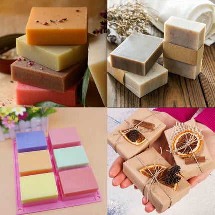 Bangp 4 Pack Silicone Soap Molds,Rectangle Soap Mold,6 Cavities Silicone Molds for Craft Soap Making,Chocolate, Cake Molds,with 100pcs 3.5x5 inches Bags.