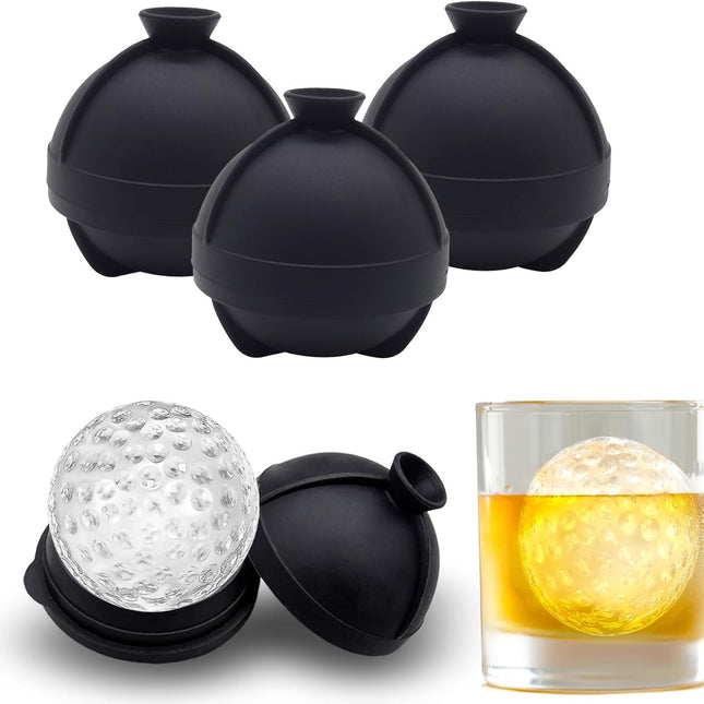 Bangp Golf Ball Ice Molds Set of 4,Whiskey Round Ice Cube Molds, Novelty Sphere Ice Molds Create 2.5 Inch Golf Ice Balls - Each Stone Keeps Your Drinks Cool and Unique,for Men and Women.