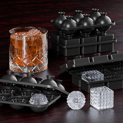 Bangp Large Ice Cube Tray for Whiskey,Perfect Etched Ice Cubes, Big Ice Cube Mold for Cocktails,Whiskey (Etched Sphere).
