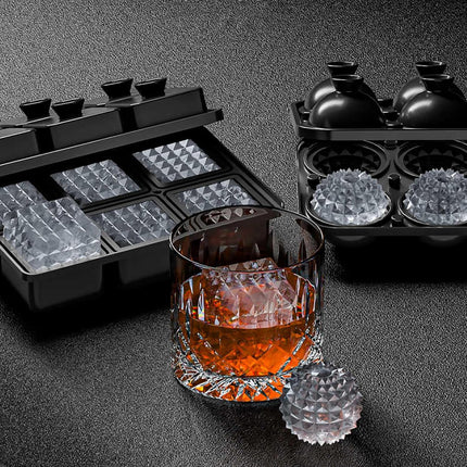 Bangp Large Ice Cube Tray for Whiskey,Perfect Etched Ice Cubes, Big Ice Cube Mold for Cocktails,Whiskey (Etched Sphere).