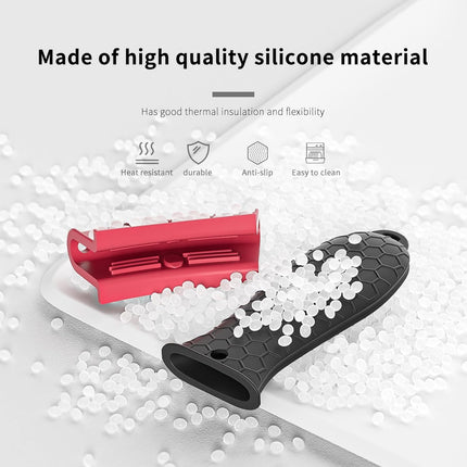 Bangp Silicone Hot Handle Holder,2 Pack,Heat-Insulated Containers for Household Use,Dishwasher Safe Silicone Pot Holder Hot Skillet,Reusable Heat Protection Up to 500° - Red & Black.