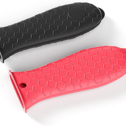 Bangp Silicone Hot Handle Holder,2 Pack,Heat-Insulated Containers for Household Use,Dishwasher Safe Silicone Pot Holder Hot Skillet,Reusable Heat Protection Up to 500° - Red & Black.