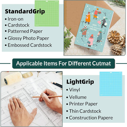 WISYOK 4-Pack 12x12 Inch Cutting Mats for Explore Air 2/Air/One/Maker, Reusable Adhesive Replacement Mats (Standard, Light, Strong, Fabric) for Crafts, Quilting, Sewing.