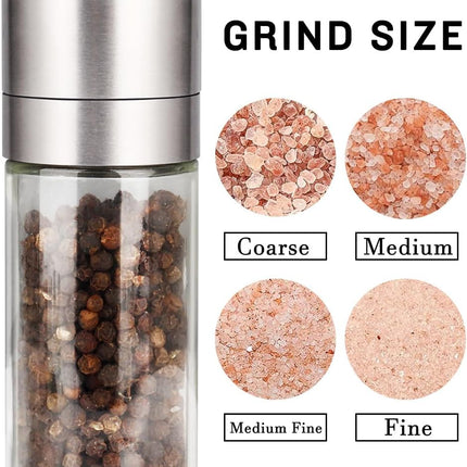 Gulex Salt and Pepper Grinder Set, Pepper Mill, Sea Salt Shaker Grinder Refillable, Adjustable Coarseness, Stainless Steel with Ceramic Rotor(Seasoning not included).