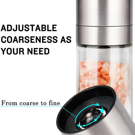 Gulex Salt and Pepper Grinder Set, Pepper Mill, Sea Salt Shaker Grinder Refillable, Adjustable Coarseness, Stainless Steel with Ceramic Rotor(Seasoning not included).