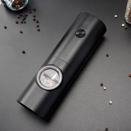 Electric Pepper Grinder or Salt Mill, Battery Powered Automatic Pepper Mill, Ceramic Grinder with Adjustable Coarseness, LED Light, One Hand Operation (1 pack).