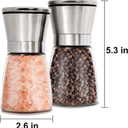 Gulex Salt and Pepper Grinder Set Pepper Mill, Sea Salt Shaker Refillable, Adjustable Coarseness, Stainless Steel with Ceramic Rotor (Set of 2).