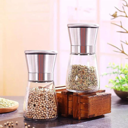 Gulex Salt and Pepper Grinder Set Pepper Mill, Sea Salt Shaker Refillable, Adjustable Coarseness, Stainless Steel with Ceramic Rotor (Set of 2).