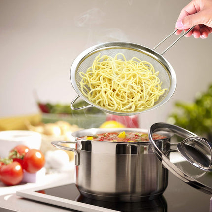 Supercenter Fine Mesh Strainer, Stainless Steel Fine Mesh Sieve, Set of 3 Small Strainers Fine Mesh for Kitchen, Silver Colander Sieve Sifter with Long Handle, 3.4", 5.8", 7.8".