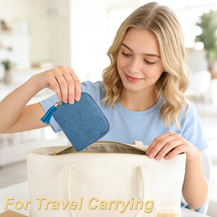 Small Travel Jewelry Case, Portable Soft Jewelry Bags, Organizer Pouch with 6 Compartments Pocket, Anti-Scratch Storage Holder for Bangle Bracelets Earrings Necklace, Women Gifts, Ocean Blue.