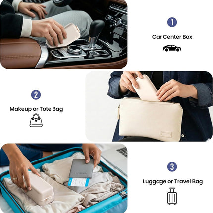 NEW Foldable Weekly Pill Organizer with Extra Grid, Portable 7 Day Pill Box Once / 1 Time a Day, Week Daily Medicine Organizer - Large Travel Pill Case Holder Dispenser for Vitamin, Supplement-Khaki.