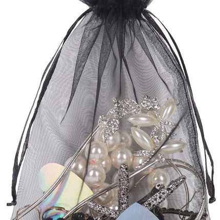YQL Black Organza Bags,100PCS 5x7 Inch Gift Favor Bags Mesh Fruit Protection Bags Jewelry Pouches Sachet Bags Wedding Party.