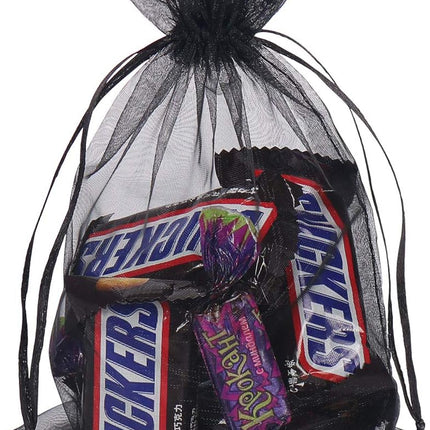 YQL Black Organza Bags,100PCS 5x7 Inch Gift Favor Bags Mesh Fruit Protection Bags Jewelry Pouches Sachet Bags Wedding Party.